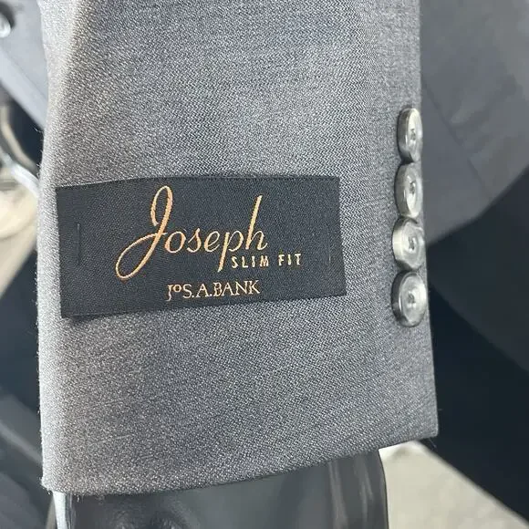NWT Joseph Jos. A. Bank Slim Fit Men 39L Gray Sport Coat Suit Jacket Blazer Wool